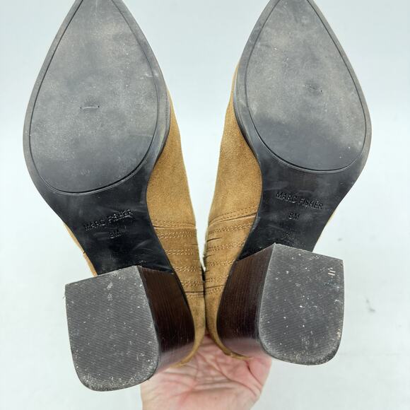 Marc Fisher Maree Heeled Western Boots Sz 8M Chestnut Brown Suede Leather Boho - Picture 8 of 10